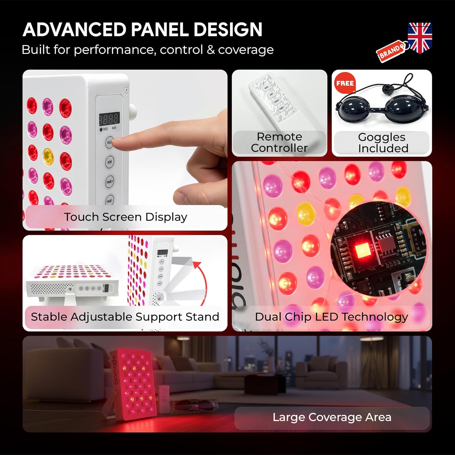 LED red panel light with features